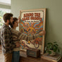 Authentic lifestyle photo showing the actual scale of the "Tandem Souls" poster in a US home.