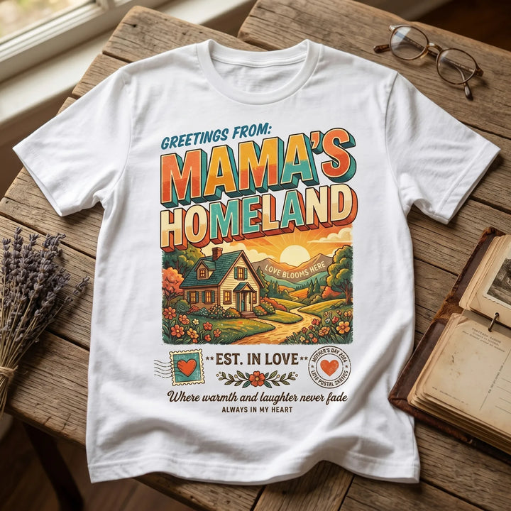 70s style greetings from mama homeland t-shirt white